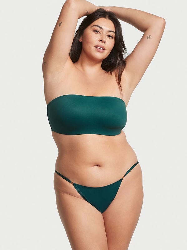 Robin Medium Green Rib Cotton Strapless Bandeau, S-XL