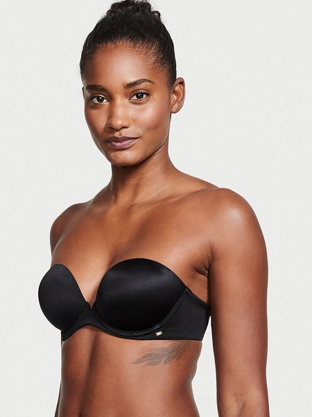 Women Strapless Bra Breast Lift Push Up Bra Self Adhesive Silicone Bra Tan  Bra for Women (Black, C)