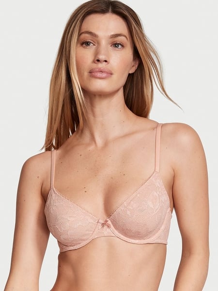 Lightly-Lined Full-Coverage Lace Trim Bra